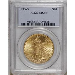 1915-S $20 MS65 PCGS. Isolated marks scarcely affect t 