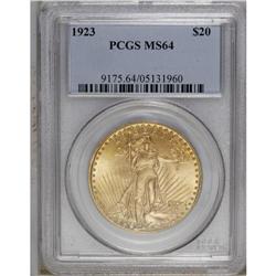 1923 $20 MS64 PCGS. A nicely struck near-Gem with high 