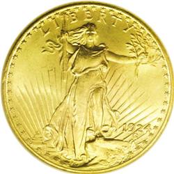 1924 $20 MS66 NGC. This delightful green-gold Premium 