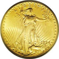 1924 $20 MS66 PCGS. A clear step above Gem, this piece 