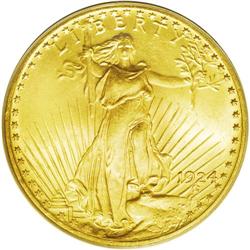 1924 $20 MS66 PCGS. An impressive example with highly 