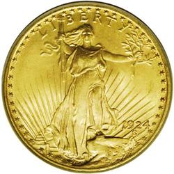 1924 $20 MS66 PCGS. A sharply struck specimen with sat 