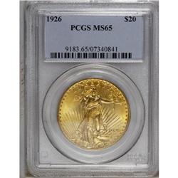 1926 $20 MS65 PCGS. A pleasing Gem that is orange-gold 