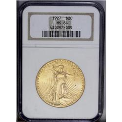 1927 $20 MS64 NGC. A nicely struck near-Gem that has v 