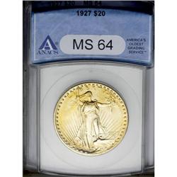 1927 $20 MS64 ANACS. The predominantly straw-gold surf 