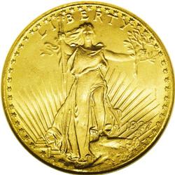 1927 $20 MS66 NGC. Solidly struck with frosty peach-go 