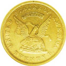 1853 $20 Assay Office Twenty Dollar, 900 Thous. AU58 N 