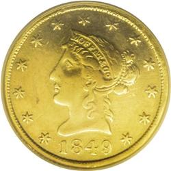 1849 $10 Moffat & Co. Ten Dollar, "Ten D."--Repaired-- 