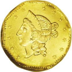 1853 $1 Liberty Octagonal 1 Dollar, BG-530, R.2, MS64 