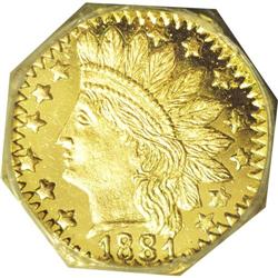 1881 25C Indian Octagonal 25 Cents, BG-799N, Low R.7, 