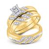 Image 1 : His Hers Round Diamond Solitaire Matching Wedding Set 3/8 Cttw 10kt Yellow Gold - REF-41R9X