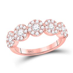 Womens Round Diamond Circle 5-stone Ring 1 Cttw 14kt Rose Gold - REF-65X5A