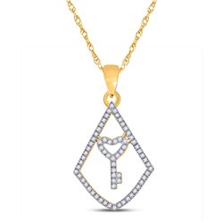 Womens Round Diamond Key Pendant 1/5 Cttw 10kt Yellow Gold - REF-10A5M