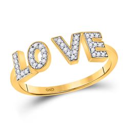 Womens Round Diamond Bisected Love Fashion Ring 1/10 Cttw 10kt Yellow Gold - REF-10H5R