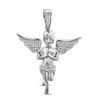 Image 1 : Mens Round Diamond Angel Religious Charm Pendant 1/4 Cttw 10kt White Gold - REF-46M9H