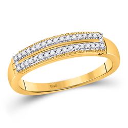 Womens Round Diamond Double Row Band Ring 1/10 Cttw 10kt Yellow Gold - REF-12X9A