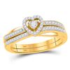 Image 1 : Round Diamond Heart Bridal Wedding Ring Band Set 1/4 Cttw 10kt Yellow Gold - REF-24A5M