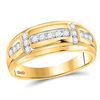 Image 1 : Mens Round Diamond Wedding Band Ring 1/2 Cttw 10kt Yellow Gold - REF-43X5A