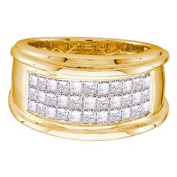 Mens Princess Diamond Wedding Band Ring 1 Cttw 14kt Yellow Gold - REF-148N9F