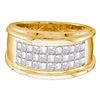 Image 1 : Mens Princess Diamond Wedding Band Ring 1 Cttw 14kt Yellow Gold - REF-148N9F
