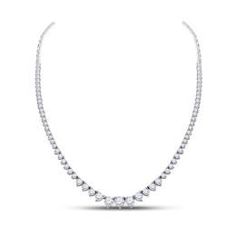 Womens Round Diamond Graduated Cocktail Necklace 4-1/2 Cttw 14kt White Gold - REF-417W5K
