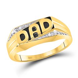 Mens Round Diamond Dad Father Ring .01 Cttw Size 8 10kt Yellow Gold - REF-14N9F