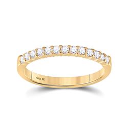 Womens Round Diamond Wedding Single Row Band 1/4 Cttw 14kt Yellow Gold - REF-27N9F
