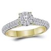 Image 1 : Round Diamond Solitaire Bridal Wedding Engagement Ring 1-1/2 Cttw 14kt Yellow Gold - REF-95K9Y