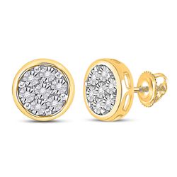Womens Round Diamond Circle Cluster Earrings 1/20 Cttw 10kt Yellow Gold - REF-10X5A