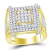 Image 1 : Mens Round Diamond Square Cluster Ring 2-5/8 Cttw 10kt Yellow Gold - REF-133Y5N