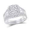 Image 1 : Round Diamond Bridal Wedding Ring Band Set 1 Cttw 10kt White Gold - REF-71H9R