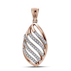 Womens Round Diamond Oval Cascading Stripe Fashion Pendant 1/6 Cttw 10kt Rose Gold - REF-10K5Y
