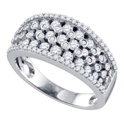 Womens Round Diamond Band Ring 1 Cttw 10kt White Gold - REF-65R5X