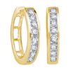 Image 1 : Womens Round Diamond Hoop Earrings 1/2 Cttw 10kt Yellow Gold - REF-38M9H