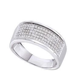 Womens Round Diamond Pave Band Ring 1/3 Cttw 10kt White Gold - REF-19M9H