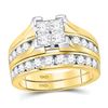 Image 1 : Princess Diamond Bridal Wedding Ring Band Set 2 Cttw 14kt Yellow Gold - REF-167W5K
