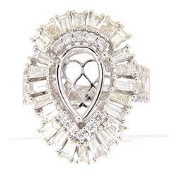 4.24 CTW Diamond Semi Mount Ring 14K White Gold - REF-433M2F