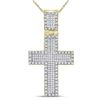 Image 1 : Mens Round Diamond Cross Charm Pendant 1 Cttw 10kt Yellow Gold - REF-41K9Y