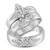 Image 1 : His Hers Round Diamond Cluster Matching Wedding Set 1/3 Cttw 10kt White Gold - REF-40N5F