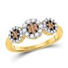 Image 1 : Womens Round Brown Diamond Cluster Ring 1/2 Cttw 14kt Yellow Gold - REF-37M5H