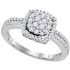 Image 1 : Womens Round Diamond Square Cluster Ring 1/2 Cttw 10kt White Gold - REF-32X9A