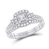 Image 1 : Princess Diamond Bridal Wedding Ring Band Set 1/2 Cttw 14kt White Gold - REF-49W9K