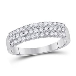 Womens Round Diamond Classic Anniversary Ring 1/2 Cttw 14kt White Gold - REF-36F9W