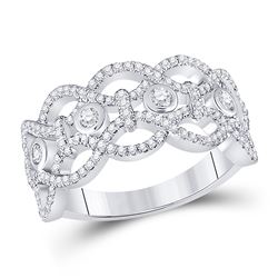 Womens Round Diamond Woven Fashion Ring 5/8 Cttw 14kt White Gold - REF-78Y5N