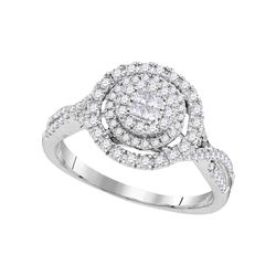 Princess Round Diamond Cluster Bridal Wedding Engagement Ring 1/2 Cttw 14kt White Gold - REF-49X9A