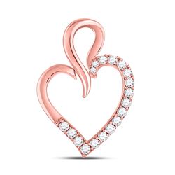 Womens Round Diamond Outline Heart Pendant 1/6 Cttw 10kt Rose Gold - REF-10F5W