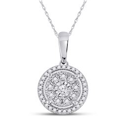 Womens Round Diamond Fashion Halo Cluster Pendant 1/6 Cttw 10kt White Gold - REF-16Y9N