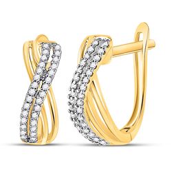 Womens Round Diamond Hoop Earrings 1/5 Cttw 10kt Yellow Gold - REF-16R9X