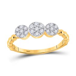 Womens Round Diamond Triple Flower Cluster Ring 1/3 Cttw 10kt Yellow Gold - REF-23N5F