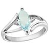 Image 1 : 0.94 CTW Aquamarine & Diamond Ring 14K White Gold - REF-35N6Y